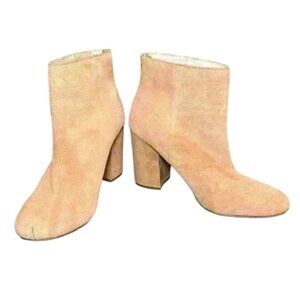 Kenneth Cole Reaction Carlyn Block Heel Booties Blush Suede Women’s Size 9.5
